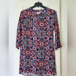 Ann Taylor Loft Blue Floral Shirt Dress - Med